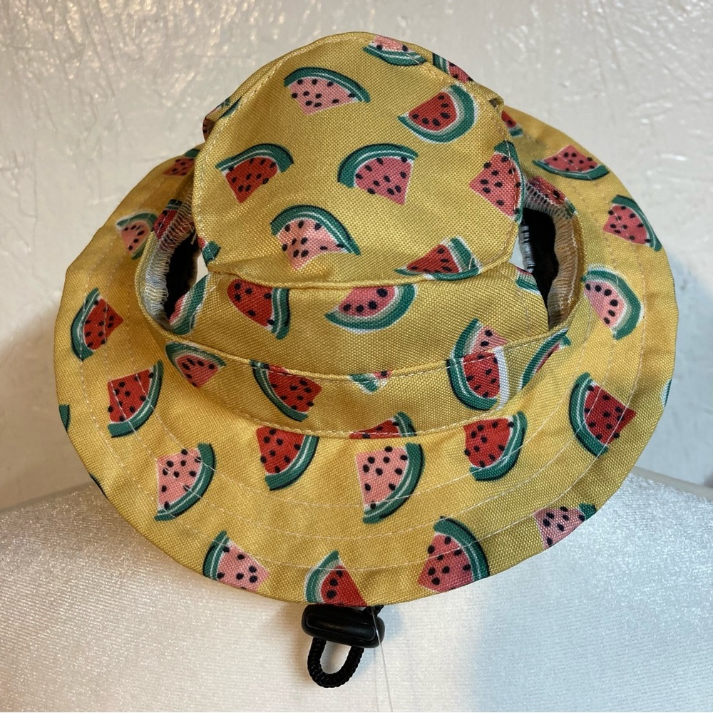 Yellow and Pink Dog Bucket Hat with Watermelon Print